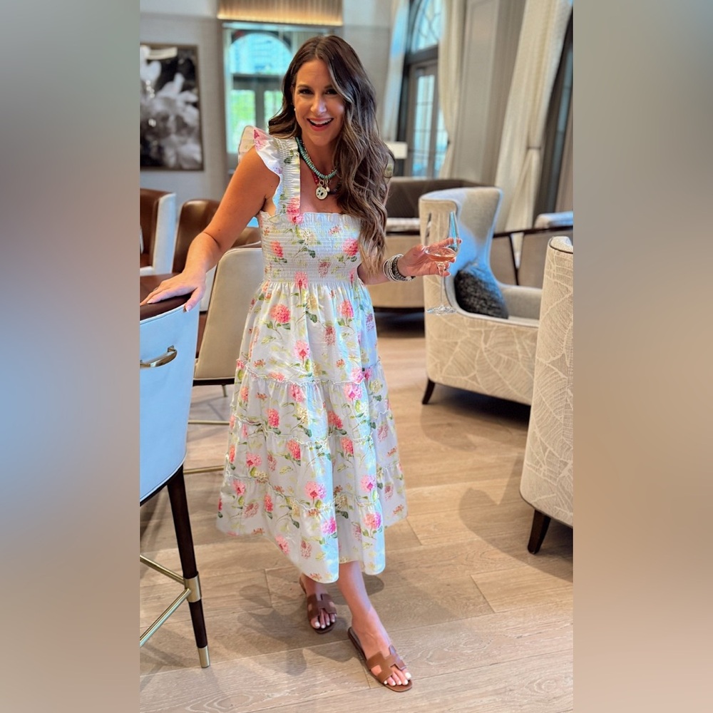 Hill House Floral Maxi Dress - White and Pink